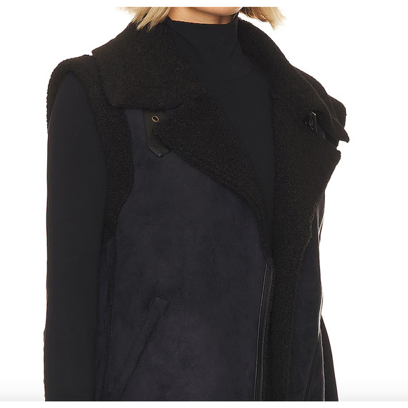Brochu Walker Loredo Vest Faux Suede Shearling Black Onyx Sleeveless Small - Picture 8 of 9